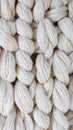 White Knitted Wool Texture Background with Soft Plait and Braided Yarns Royalty Free Stock Photo
