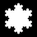 White Koch snowflake, a fractal curve, fifth iteration, over black