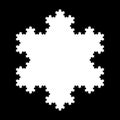 White Koch snowflake, a fractal curve, fifth iteration, over black Royalty Free Stock Photo