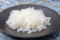 White konjac shirataki noodles, gluten free and no fat diet vegetarian and vegan Asian food Royalty Free Stock Photo