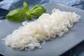 White konjac shirataki noodles, gluten free and no fat diet vegetarian and vegan Asian food Royalty Free Stock Photo