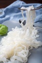 White konjac shirataki noodles, gluten free and no fat diet vegetarian and vegan Asian food Royalty Free Stock Photo