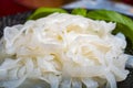 White konjac shirataki noodles, gluten free and no fat diet vegetarian and vegan Asian food Royalty Free Stock Photo