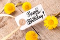 White Label, Dandelion, English Calligraphy Happy Birthday