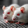 White laboratory rats exploring their environment in a research facility Royalty Free Stock Photo