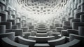 White Labyrinth: Infinite Paths Optical Illusion, generative ai Royalty Free Stock Photo