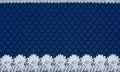 White lace on background blue guipure Royalty Free Stock Photo