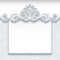 White lace background, wedding invitation template