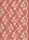 White lace with border on red background