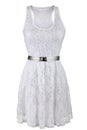 White lace dress with silver belt
