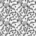 White lace floral seamless pattern on white Royalty Free Stock Photo