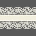 White Lace. Horizontal Ribbon. Greeting Card.