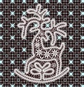 Vector Lace Deer. Red Background. Lace Snowflakes.