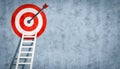 White ladder and aiming high to goal target with copy space. White ladder going to target. Abstract Ladder leading to target. 3d Royalty Free Stock Photo