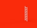 White isometric ladder with a simple shadow on bright red background.