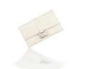 White ladies wallet with a silver buckle