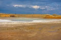 White lake, covered with salt Royalty Free Stock Photo