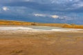 White lake, covered with salt Royalty Free Stock Photo