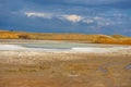 White lake, covered with salt Royalty Free Stock Photo