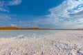 White lake, covered with salt Royalty Free Stock Photo
