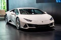 White Lamborghini Huracan Evo, supercar. Thailand, Bangkok 14 march 2024