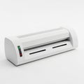 White Laminating Machine with Green and Red Indicator Lights Keywords: laminating, machine, office, equipment, document, Royalty Free Stock Photo