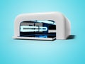 White lamp for manicure with ultraviolet light 3D render on blue background with shadow