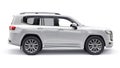 White large family seven-seater premium SUV on a white isolated background. 3d illustration. Royalty Free Stock Photo