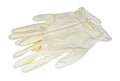 White latex medical gloves on white