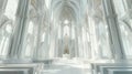 a white latex stone church adorned with inlaid transparent diamond cream, illuminated by the soft glow of membrane light