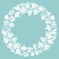 White laurel vector wreath frame on pastel mint background