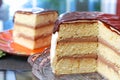 White layer cake with ganache