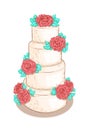 White layered wedding cake with flowers