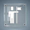 White Leader of a team of executives icon isolated on grey background. Square glass panels. Vector Royalty Free Stock Photo