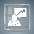 White Leader of a team of executives icon isolated on grey background. Square glass panels. Vector Royalty Free Stock Photo