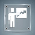 White Leader of a team of executives icon isolated on grey background. Square glass panels. Vector Royalty Free Stock Photo