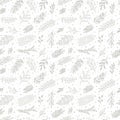 White leaf seamless vector pattern with hand drawn leaves Royalty Free Stock Photo