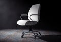 White Leather Boss Office Chair in the Volumetric Light. 3d Rend