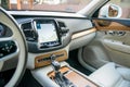 White leather and bright wood Volvo XC90 interior