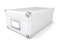 White leather closed box, with chrome corners and blank label Royalty Free Stock Photo