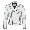 White leather motorcycle jacket with an asymmetrical front zipper and multiple zippered Royalty Free Stock Photo
