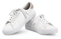 White leather sneakers isolated on white background Royalty Free Stock Photo