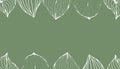 White leaves line art on minty green background