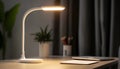 White LED Desk Lamp with Rounded Base and Light Strip Royalty Free Stock Photo