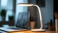 White LED Desk Lamp with Rounded Base and Light Strip Royalty Free Stock Photo
