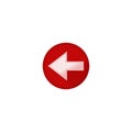 White Left Arrow Button Icon on Red Background Royalty Free Stock Photo