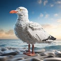 White Lego Seagull On The Beach - Nature-inspired 3d Tracing Royalty Free Stock Photo