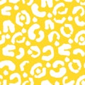 White leopard spots on yellow seamless pattern Royalty Free Stock Photo