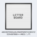 White letter board with font abc and numbers