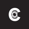 White Letter C with Camera Aperture Logo Design Royalty Free Stock Photo